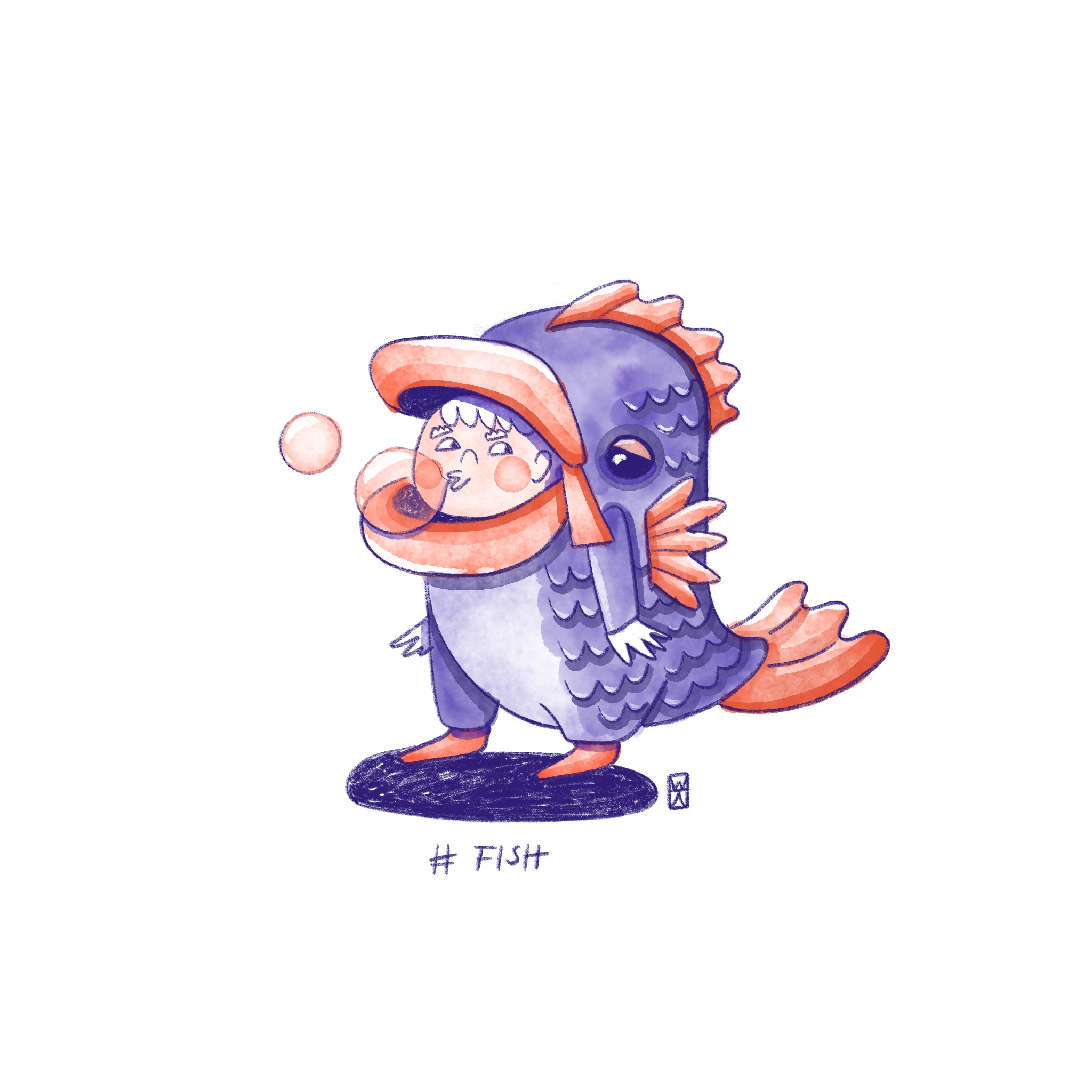 a little guy in a fish costume