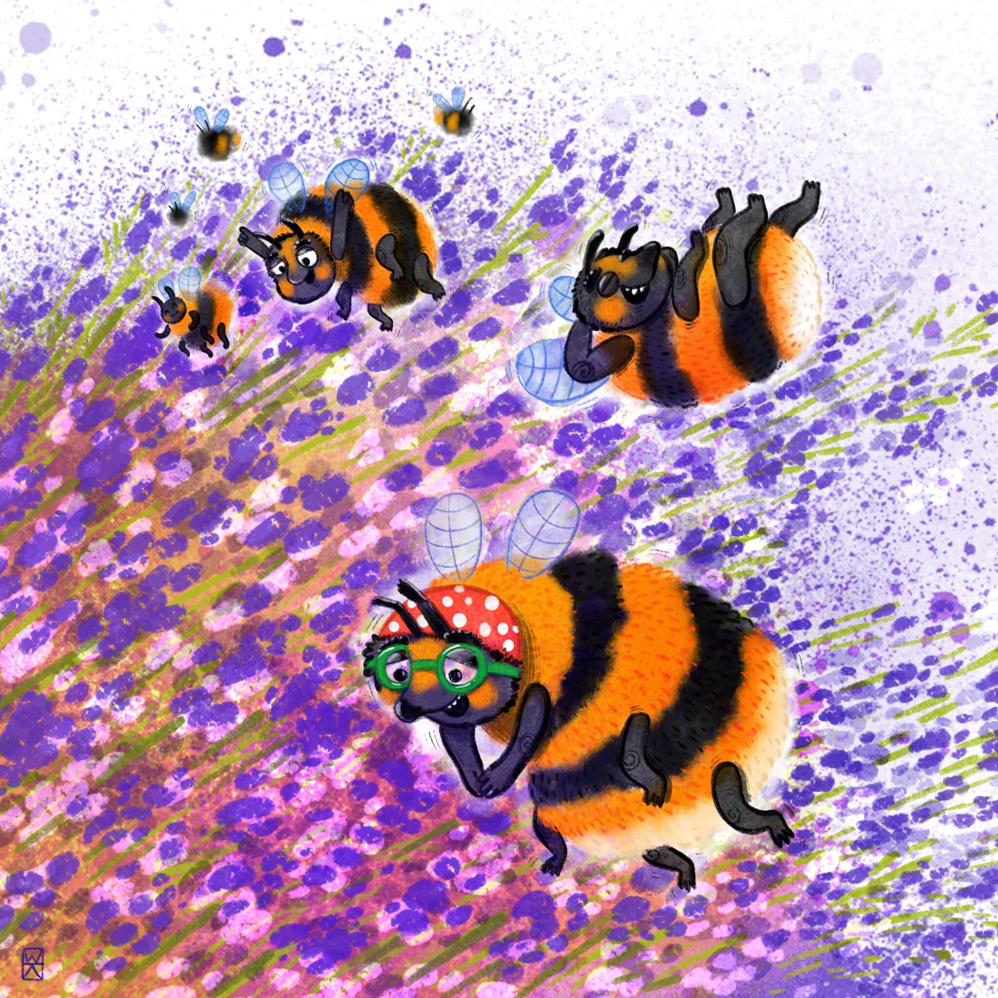 bumblebees in a lavender rush