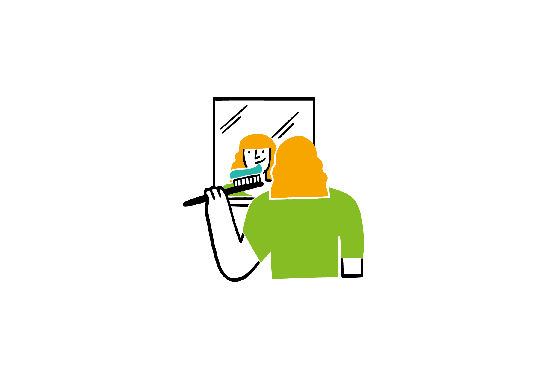 illustration brushing tooth